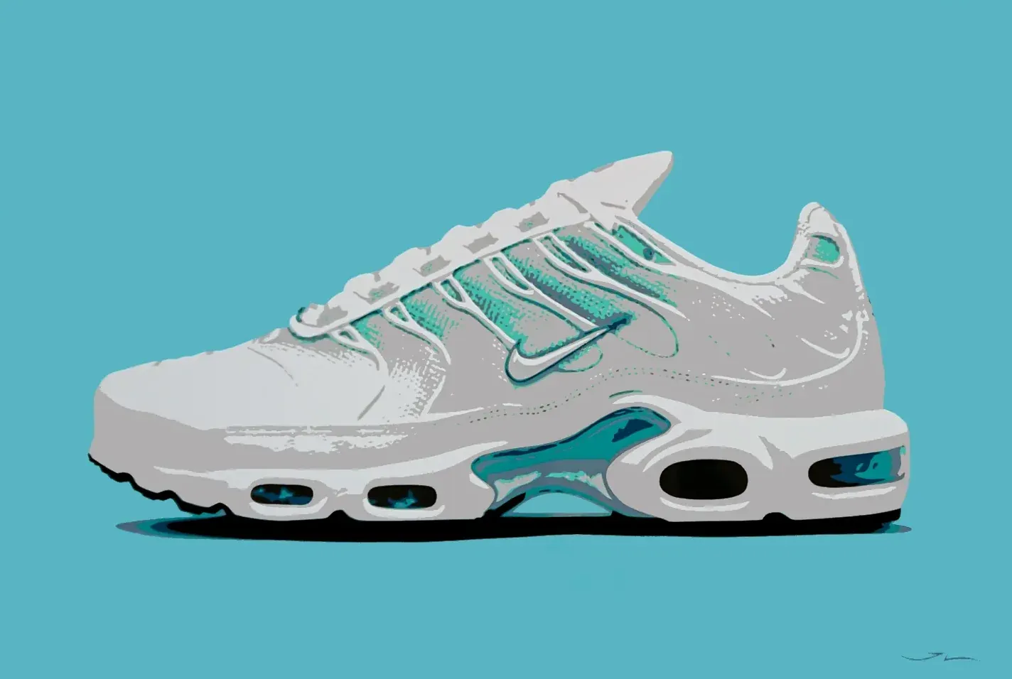 Air Max Plus Mica Green, Folienkunst von John Layers, 2023