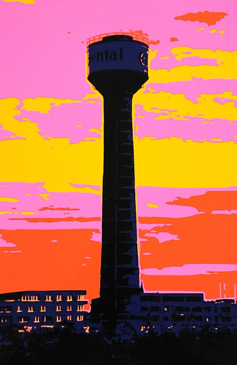 Conti-Turm, Folienkunst von John Layers, 2024
