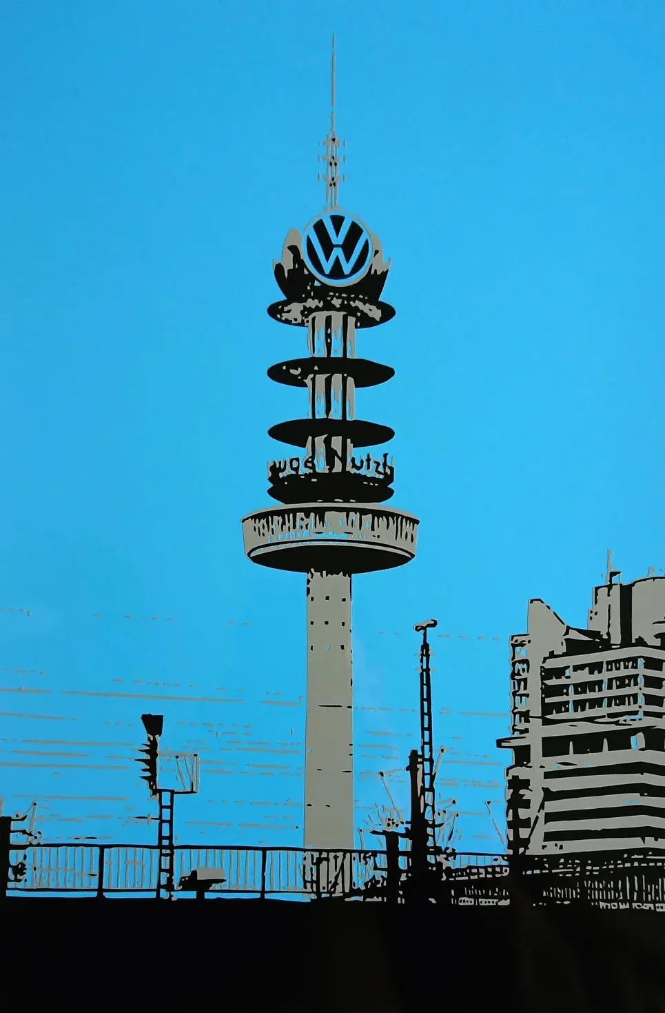 Der gute Turm, Folienkunst von John Layers, 2024