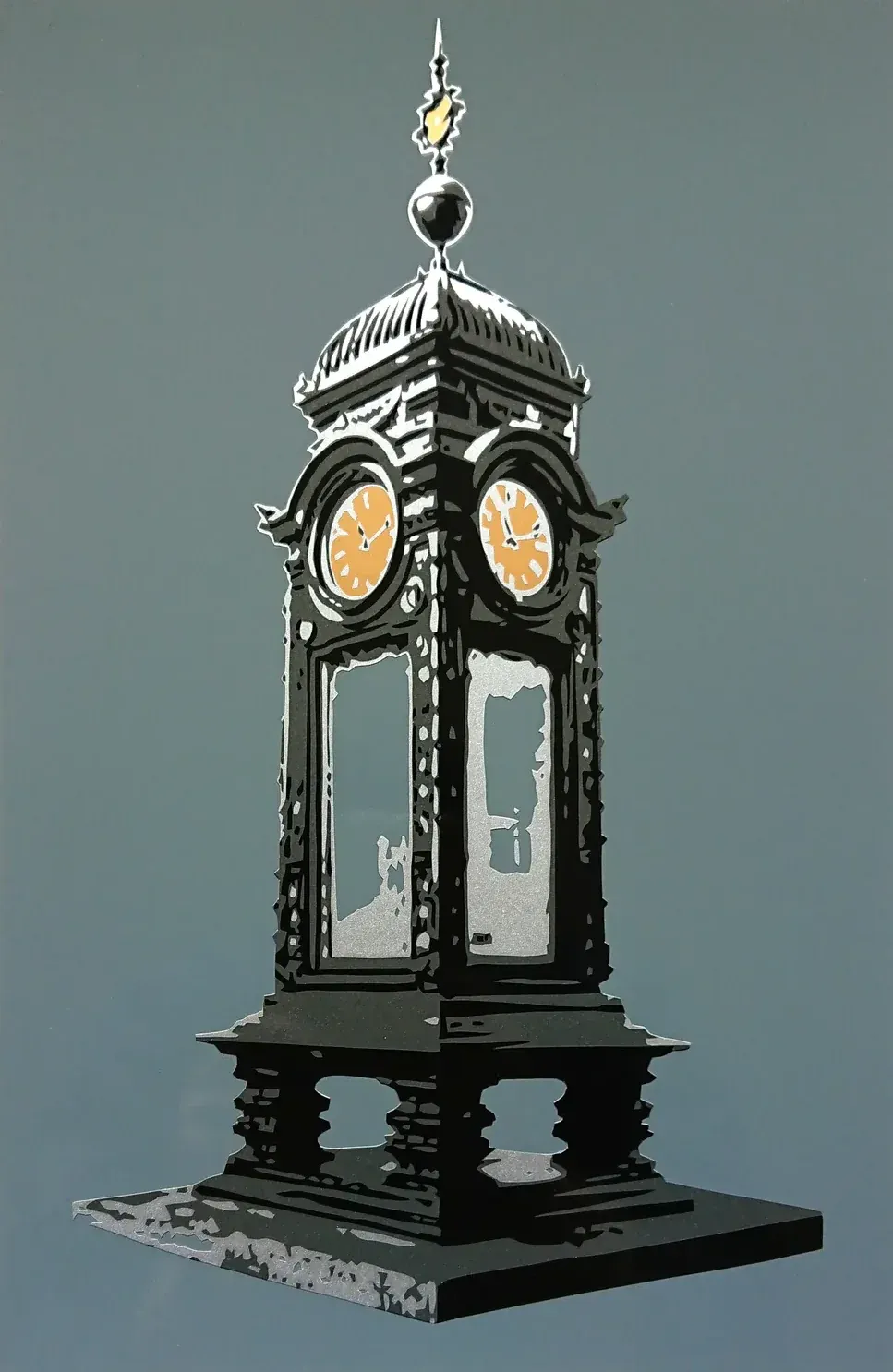 Kröpcke Uhr, Folienkunst von John Layers, 2024