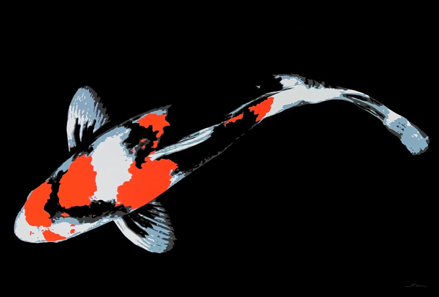 Red Koi, Folienkunst von John Layers, 2023